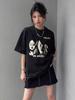Damen Oversized Vintage Used Rundhals T-Shirt - Amerikanischer Retro Kurzarm Sommer Trend