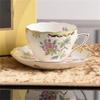 Creative Afternoon Tea Coffee Cup And Saucer Flower And Bird Printing Black Tea Cup Set Kitchen Supplies Cup And Saucer Gift