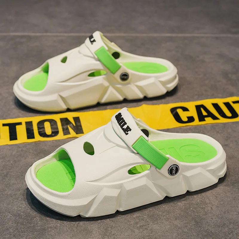 

Мужские тапочки, летние шлепанцы на платформе с мягкой подошвой из ЭВА, домашние и уличные прогулочные пляжные туфли, шлепанцы, мужская обувь 36 белый