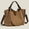 Borsa Tote Grande Capacità Vintage Donna Marca Marrone Borsa Tote da Pendolare Tela Morbida di Alta Gamma Studente Resistente Borsa a Spalla Messenger