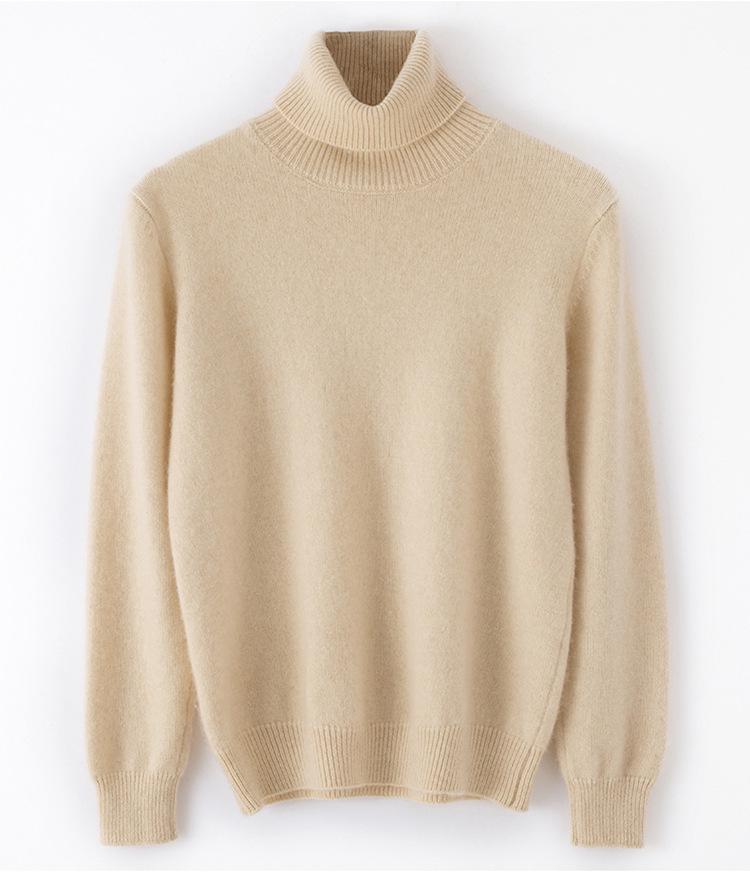2025 Autumn/Winter Women's Solid Color Cashmere Lapel Sweater - Seven Gauge Double Ply Thickened Knit Base Layer