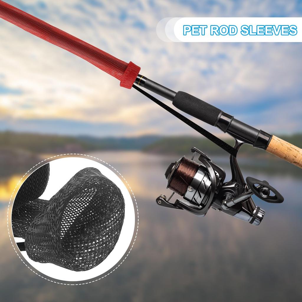 PATIKIL 67" Rod Socks, 2-Piece Fishing Rod Sleeve Covers, Braided Pole Protector Gloves for Spinning, Fly, Ice, and Casting Rods, Black