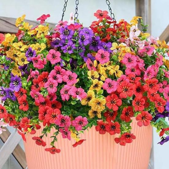 16Pcs Simulated Flowers Realistic Artificial Plants Home Decoration Faux Bouquet Indoor Outdoor Garden Balcony Terrace Decor