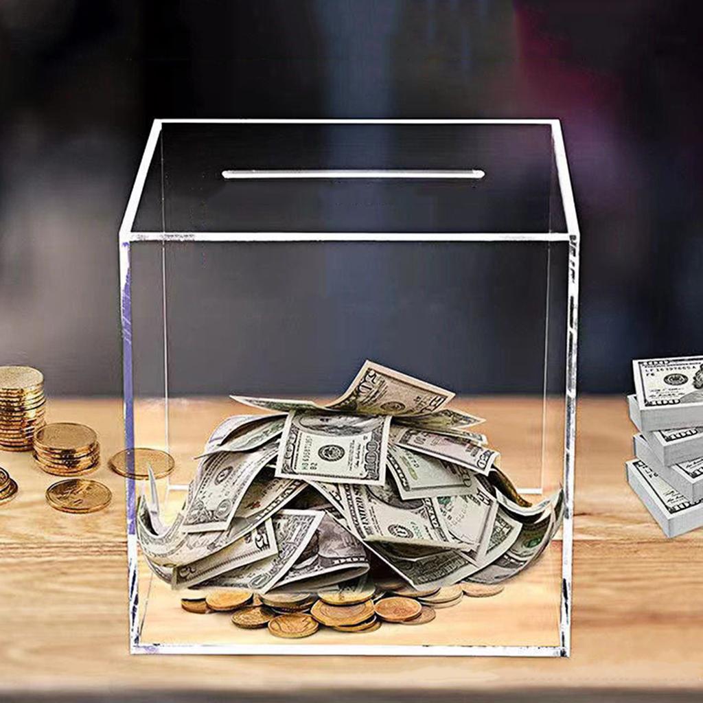 Yousheng Clear Acrylic Money Saving Box Unbreakable Piggy Bank 365 Days Cash Vault Saving Challenge Box Must Break to Open Money Bank to Save 10K