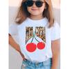 European Sizes A Stylish White Children's Crew-neck Short-sleeve Printed T-shirt Crafted  for Comfortable, Soft, and Skin-friendly Wear
