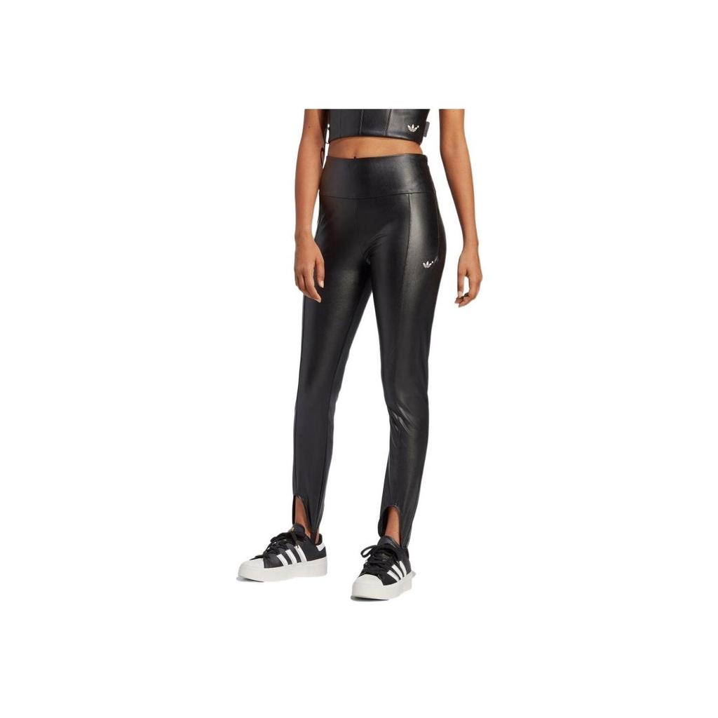 adidas Essentials High Waist Faux Leather Tight Fit Leggings Women Black IB4543