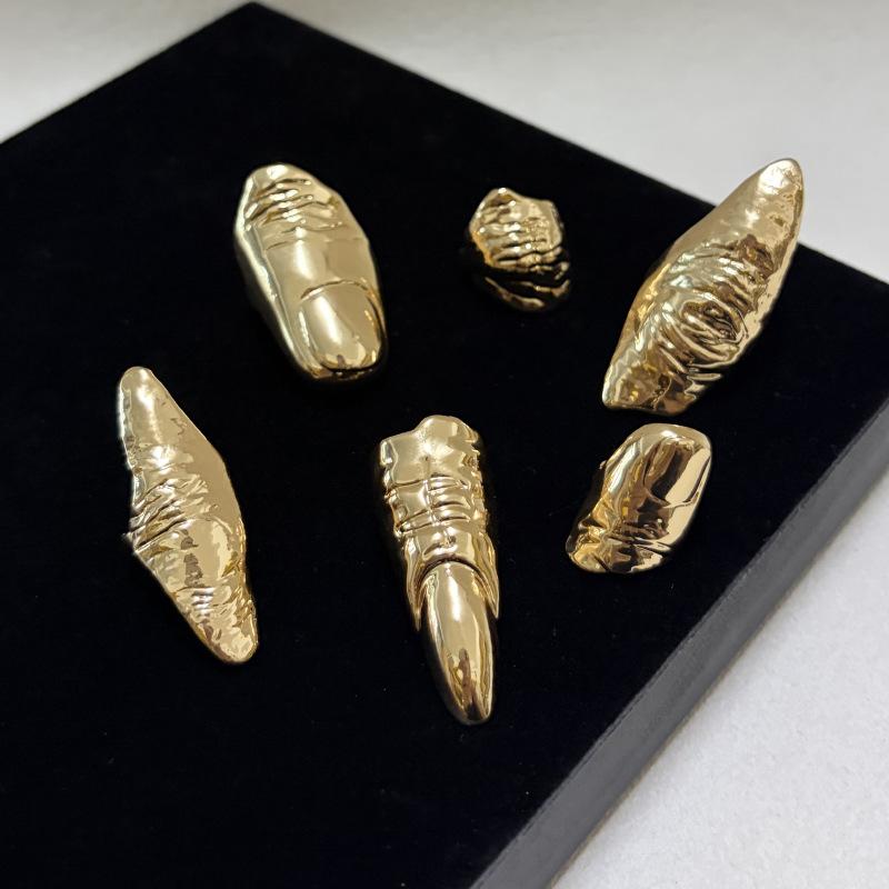 Artistic Irregular Texture Knuckle Ring Hip-Hop Style Niche Full Finger Rings For Men And Women