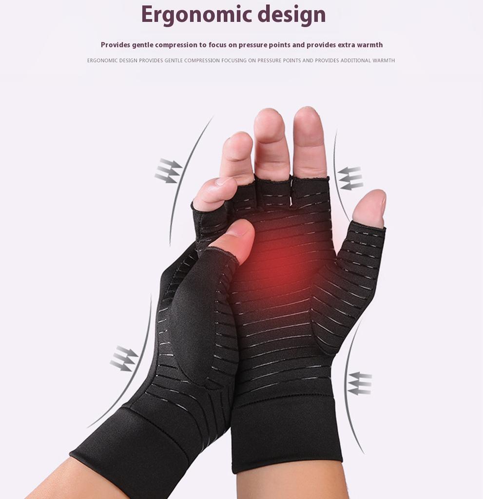 Sport Kopparfiber Hälsovård Halvfinger Rehabiliteringsträningshandskar Halkfria Andningsbara Tryckhandskar