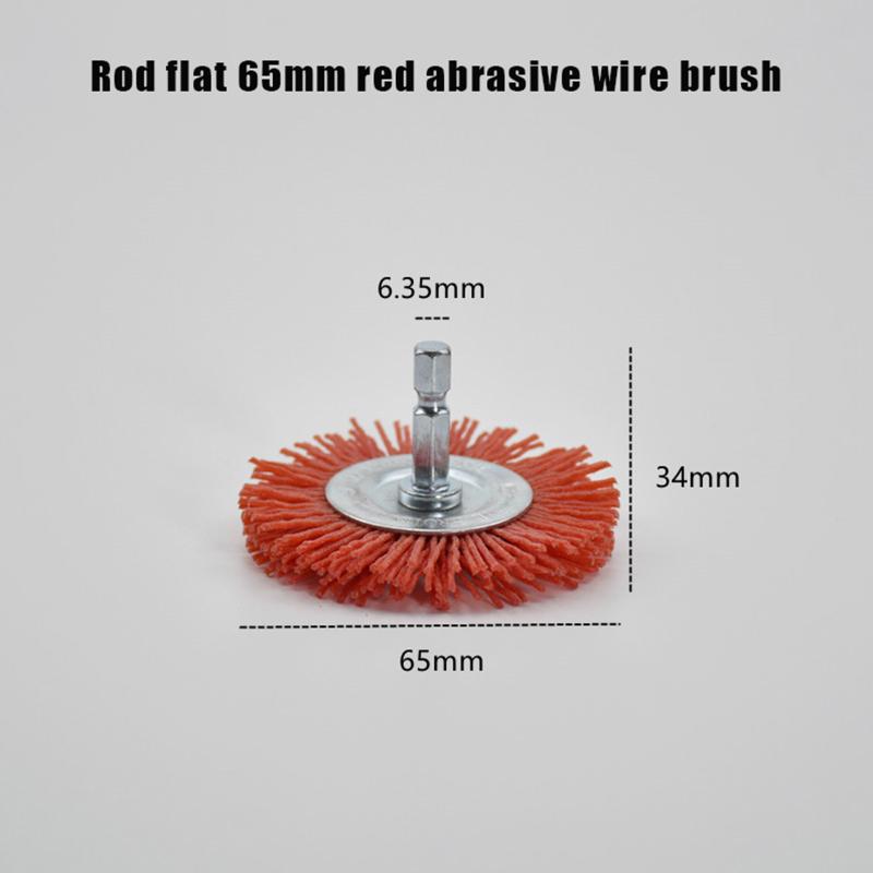(YY)1Pc 2025 Nylon Abrasive Brush Grit 80/120/240 Flat Abrasive Wheel Brush 1/4" Shank for Drill Rotary Tool Remove Rust/Paint