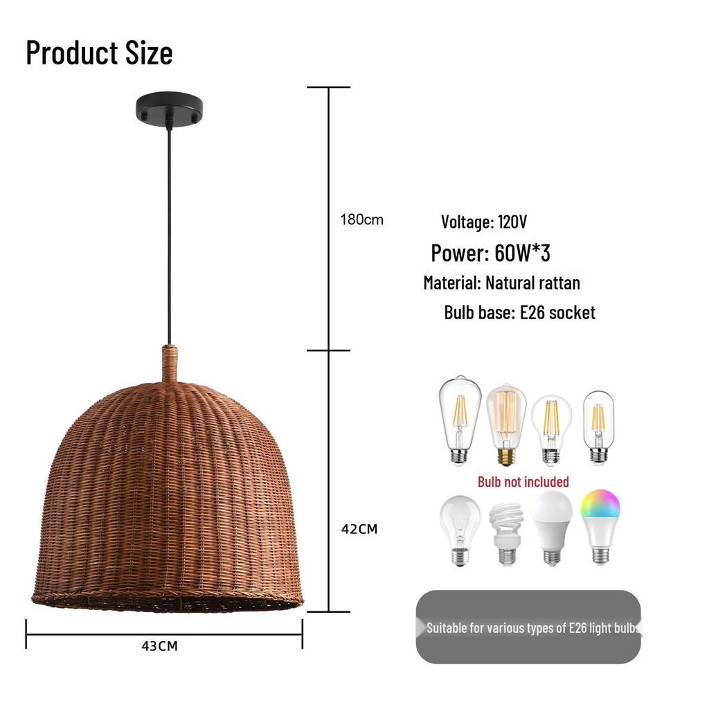 Handmade Wabi-Sabi Bamboo Pendant Lamp - Artisanal Woven Lighting for Dining Rooms