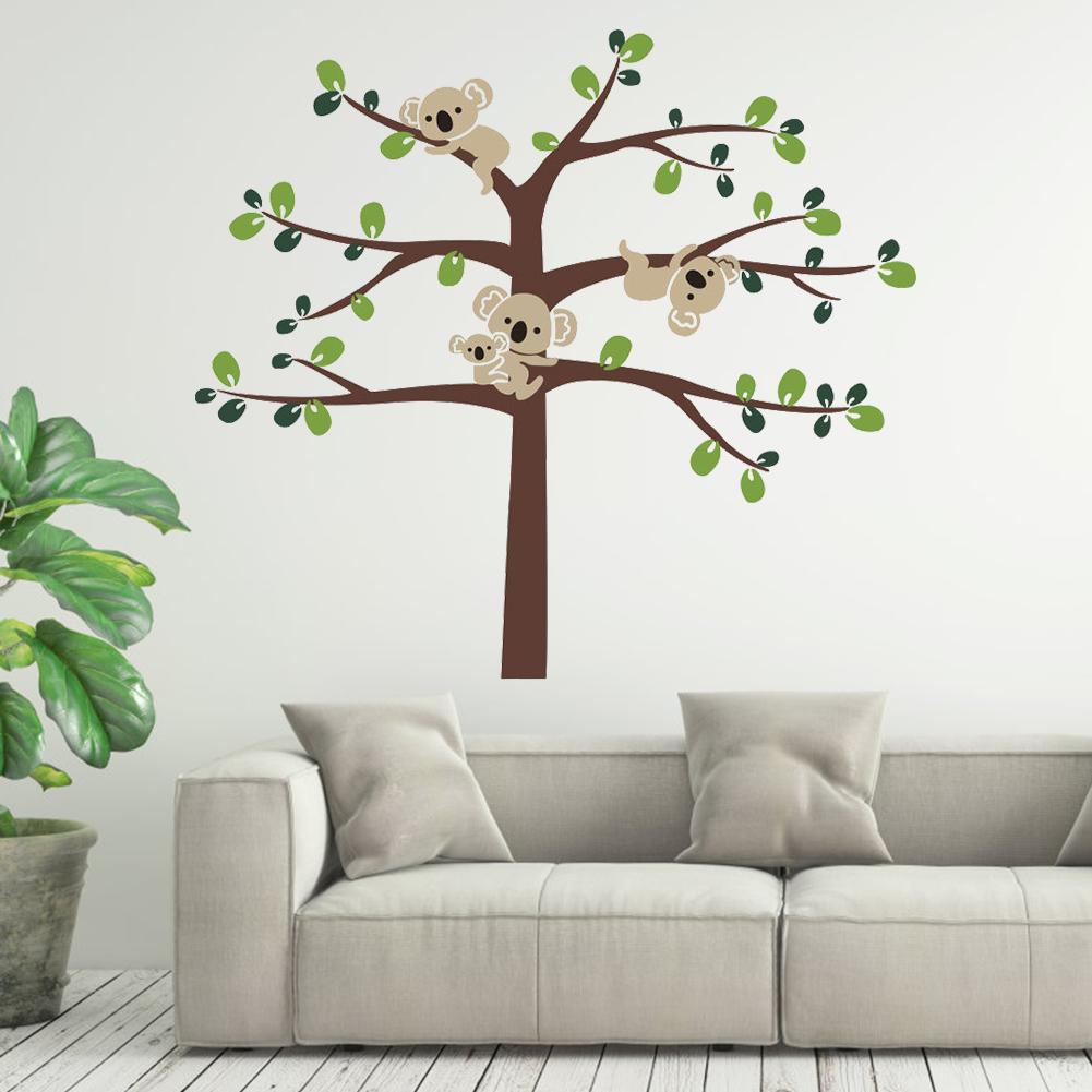 Cute Cartoon Koala and Tree Removable Wall Sticker Stylish Living Room Wall Paper Decoration