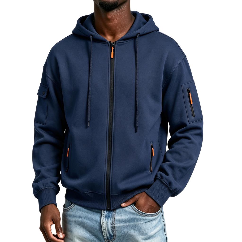 Men's Color Winter Hoodie with Zippered Pockets