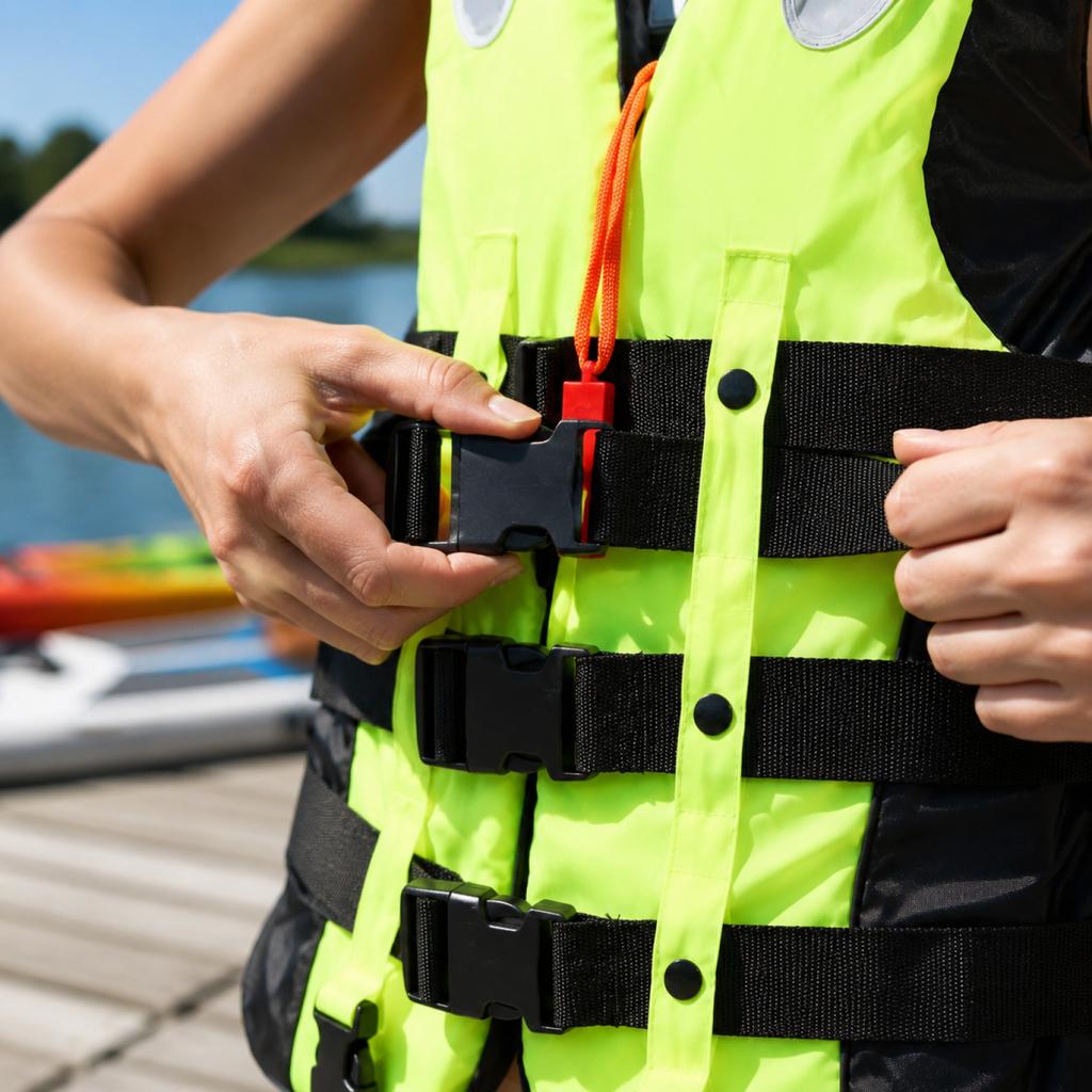 Adjustable Buckle Life Jacket with Reflective Strips for Paddleboarding Kayaking and Water Sports Safety Vest for Adults and Youth