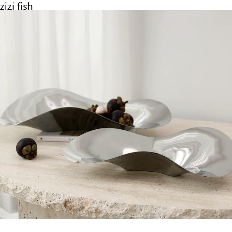 Irregular Stainless Steel Fruit Plate Salad Bowl Candy Tray Snack Bowl Tea Plate Dessert Plate Pastry Plates Dim Sum Dish