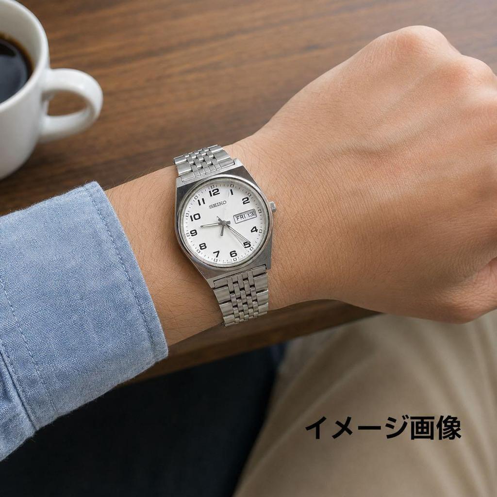 Used SEIKO Men's Watch Quartz Day-Date New Battery Working 457