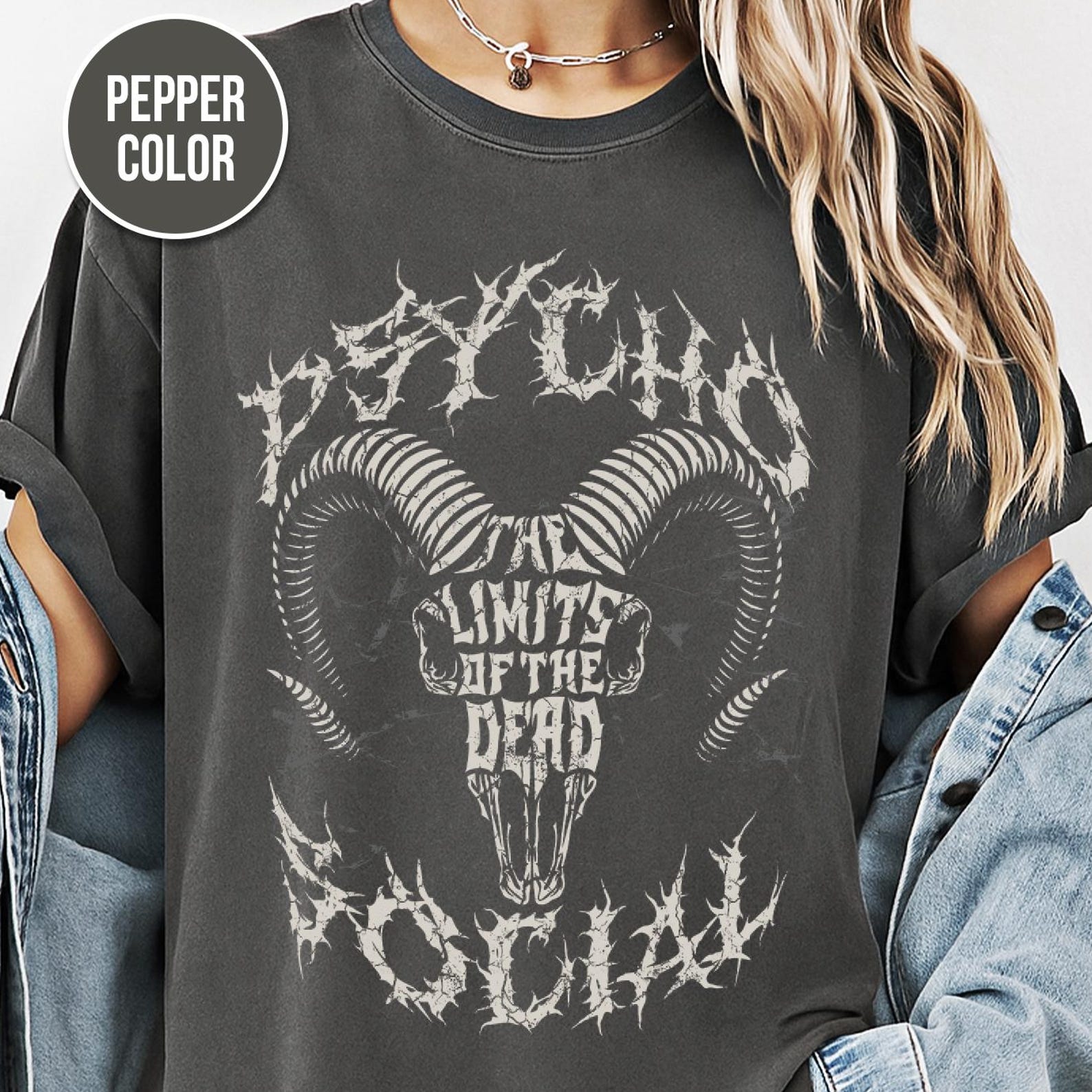 Ram Skull, Metal Shirt, Comfort Colors, Oversized, Musician Gifts, Gothic, Distressed Graphic Tee M