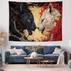 Ice and Fire Wolf Battle Tapestry  Unique Art Wall Decor