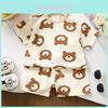 Kids Short Sleeve Cotton Set With Cartoon Pattern For Summer Play