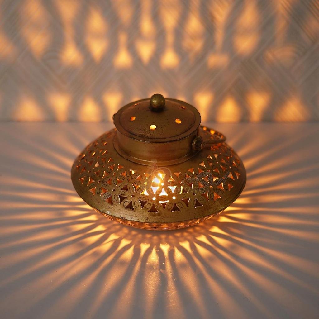 Candle Holder Antique Gold Finish Decorative Items, Home Decor Items for Living Room, Bedroom I Drawing Room,