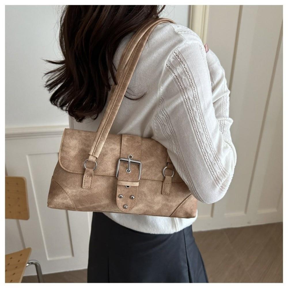 Trendy PU Leather Shoulder Bag Large Capacity Versatile Underarm Bag Lightweight Retro Commute Bag Daily Use