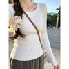 Women's Solid Color Long-Sleeved Slim Fit Round Neck T-Shirt
