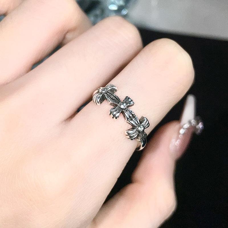 Dark Retro Cross Open Ring Female Style Niche Design Ring Simple Fashion Personalized Index Finger Ring