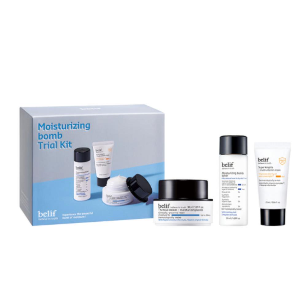 belif The True Cream Moisturizing Bomb Trial Set - Moisturizing Bomb 30ml + Super Knights Multi Vitamin Mask 25ml + Moisturizing Bomb Toner 50ml