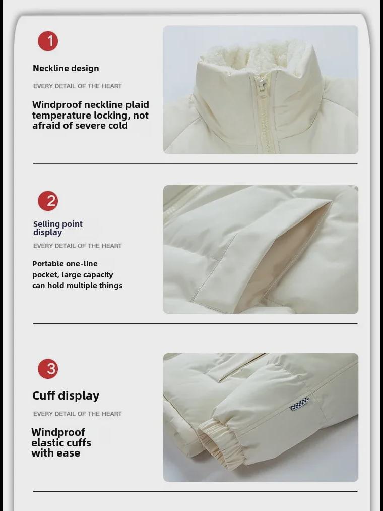 Korean Style Unisex Winter Cotton Coat with Plus Velvet - Loose, Casual, Trendy Couples' Jacket