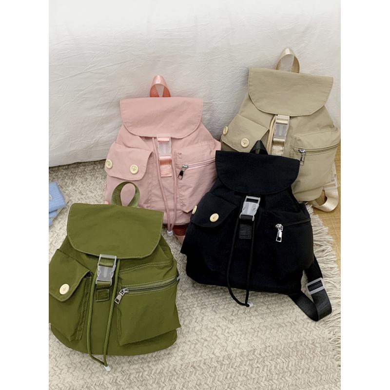 Korean-style niche design pocket butt backpack, college-style versatile student schoolbag, casual travel nyl backpack
