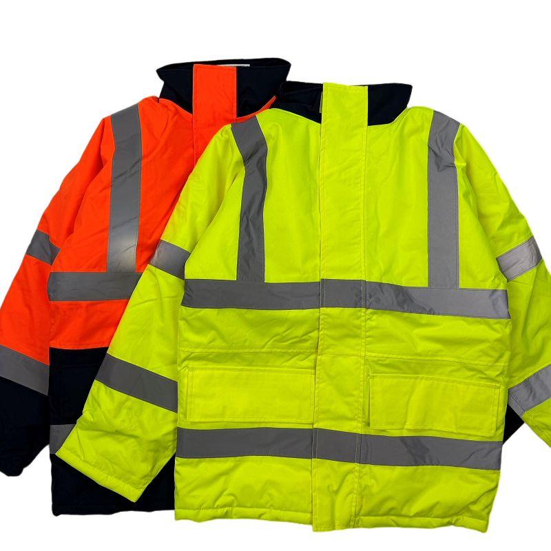 European and American Style Men's Autumn and Winter Outdoor Cotton-Padded Reflective Strip Jacket, Windproof and Waterproof Outdoor Workwear Coat