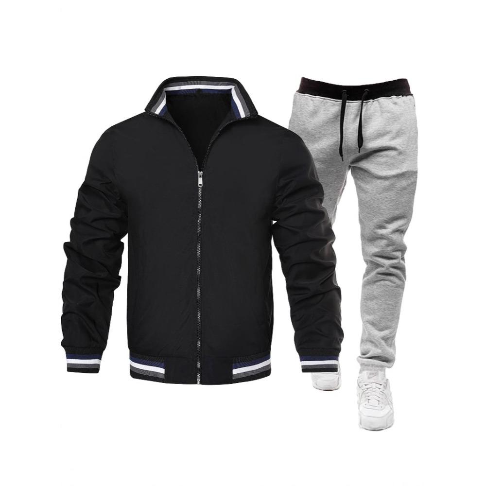 

Мужская повседневная модная куртка Спортивный однотонный комплект XXL чёрный