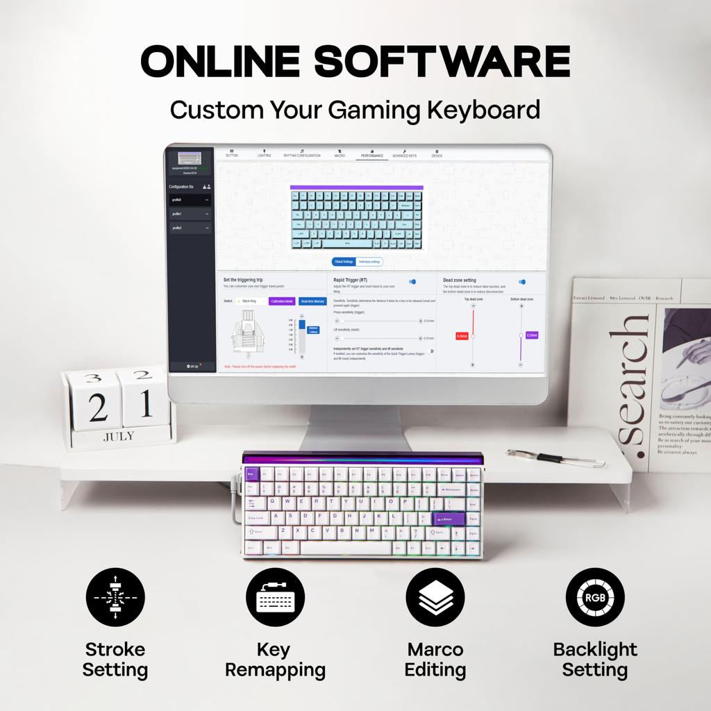 MechLands Aula Hero84 HE Wired Magnetic Gaming Keyboard with Rapid Hole Adjustable 8kHz Sound RGB Lightbox Backlight Effect, 0.01mm Actuation,