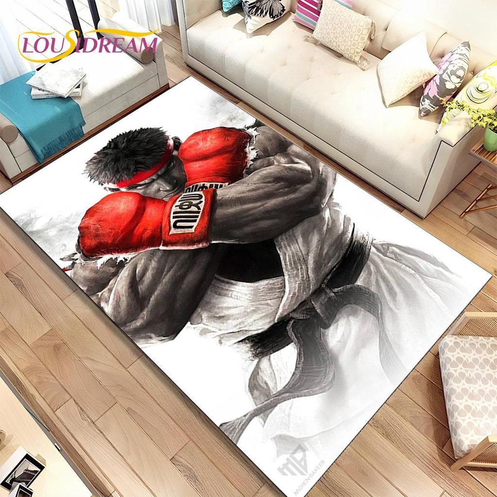 Street Fighter Retro-Game-Gamer-Bereichsteppich, Teppich für Wohnzimmer, Schlafzimmer, Sofa, Fußmatte, Dekoration, rutschfeste Bodenmatte für Kinderspiele