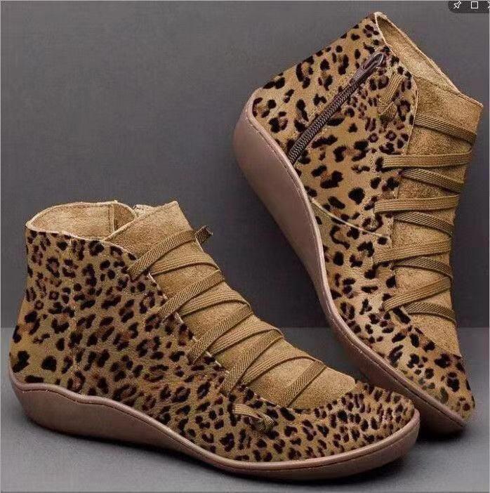 

New Plus-size Women s Boots, Short Boots, Flat Boots, Mid-top Women s Shoes 39 жовтий/леопард друку кольору