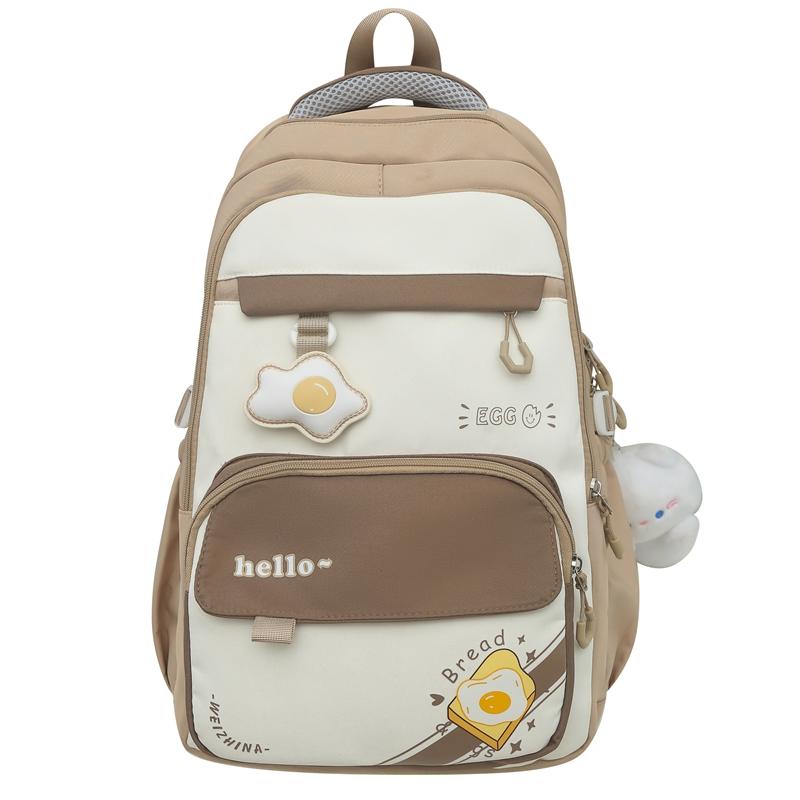 Large Capacity Junior High School Schoolbag Women's Color Contrast Backpack