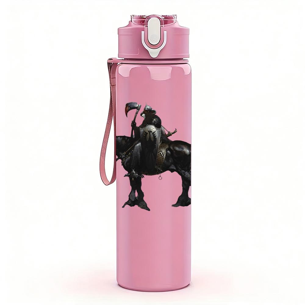 1PC Horse western dark silhouette print 750ml colorful plastic sports water bottle leakproof pop up lid with straw for outdoor work home use