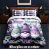 Gnome Theme Custom Text Or Name 3Pcs Bedding Set,1 Flat Sheet & 2 Pillowcases Personalized Home Bedding