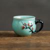 CHANSHOVA 50/70ml Tazza da tè in ceramica con motivo prugna fatta a mano cinese, piccole tazze da caffè con manico, tazze in porcellana cinese, set da tè T014