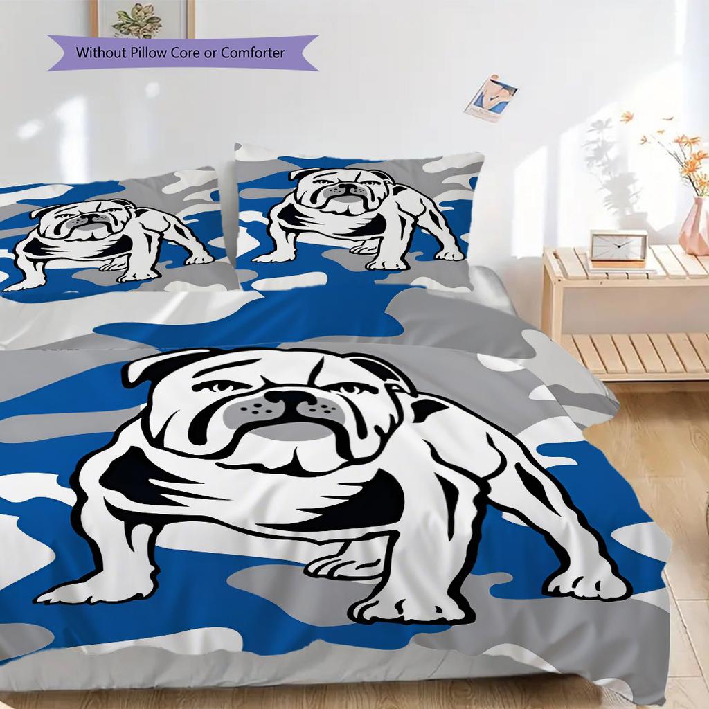 Canterbury Bulldogs Muster Bettwäsche Steppdecke Set Bettbezug Kissenbezug Heimdekoration Geburtstagsgeschenk (1 Bettbezug + 2 Kissenbezüge, ohne Füllung)