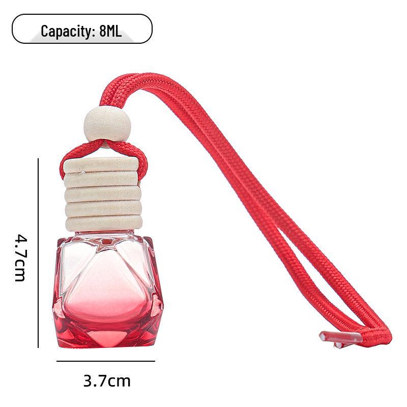 Colored Glass Car Air Freshener Bottle with Lanyard – Rearview Mirror Pendant & Essential Oil Diffuser