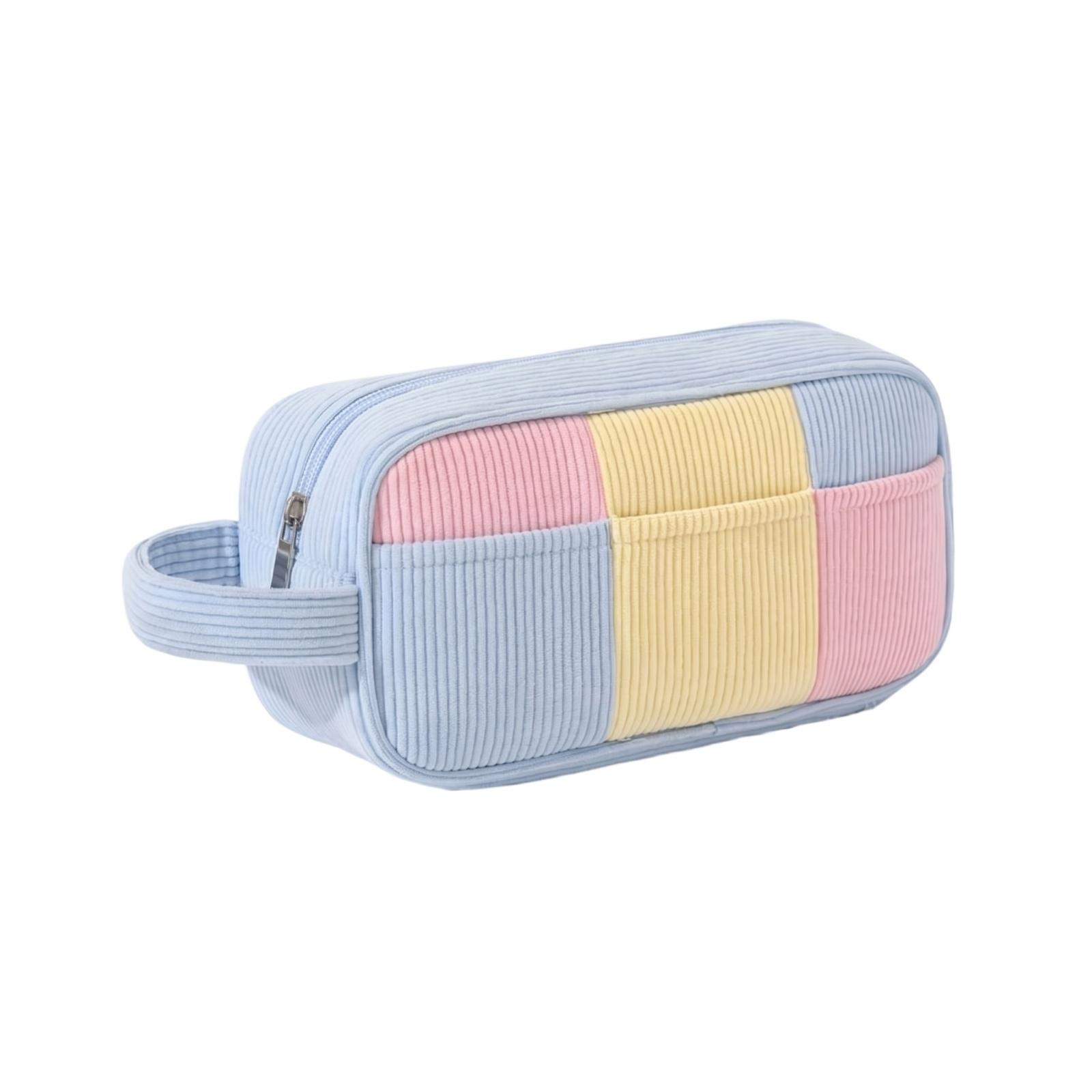 

Portable Travel Cosmetic Bag Handheld Makeup Organizer Storage Pouch with Zipper Closure and Handle for Toiletries Accessories one size синій