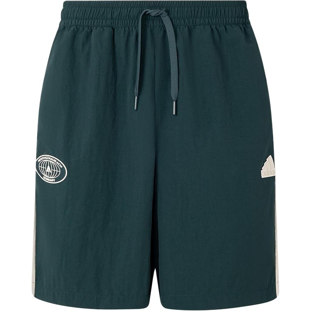 Adidas Colorblock Design Sports Drawstring Mid-Waist Woven Shorts Men Bottoms Midnight-Green JN4511
