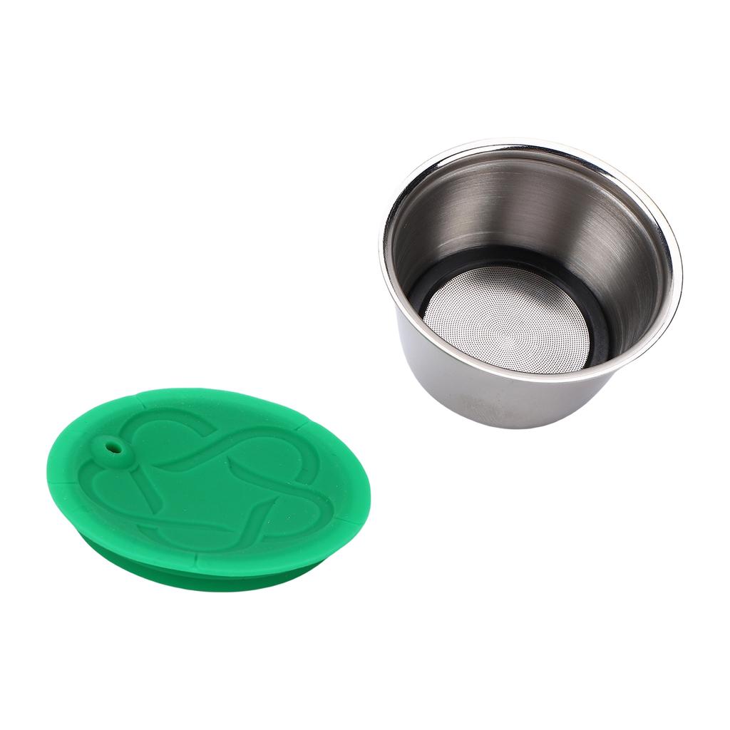 Reusable Coffee Capsule Fit for Dolce Gusto Machine Stainless Steel Silicone Refillable Coffee Filter Pod with Tamper