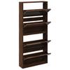 Shoe Cabinet with Mirror 4 Flip Down Compartments Brown Oak Effect 63 X 17 X 134 Cm