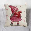 Valentine's Day Pillowcase Cute Love Heart Gnome Doll Pattern Red & White Color Sofa Cushion Cover Bedroom Car Square Pillow Shams Bedding Supplies