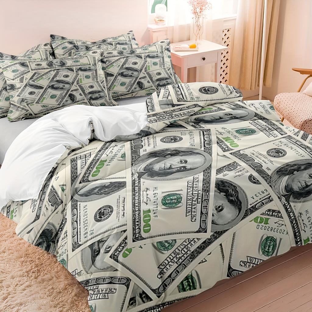 Hundred Dollar Bill Duvet Cover Fashionable Comfortable And Soft Bedding Set For Bedroom Dormitory Room Decoration