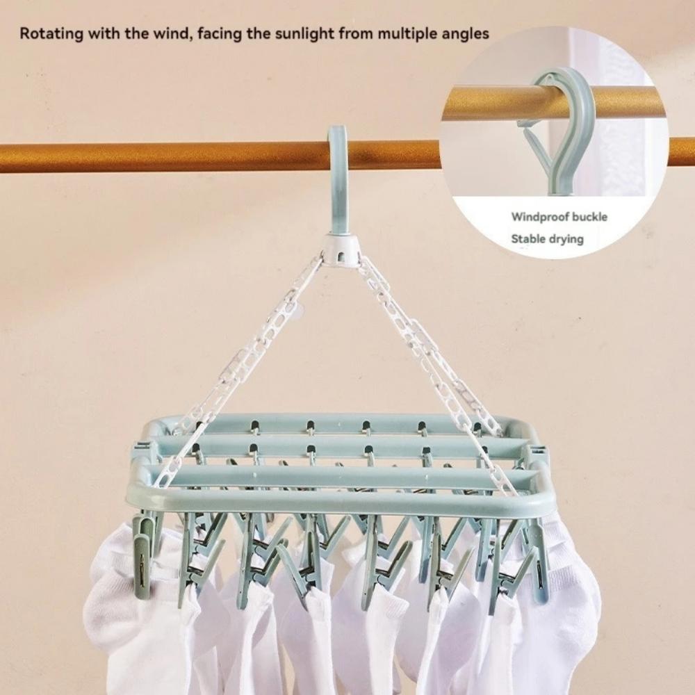 Folding Hangers Multi-Functional Windproof Socks Clip Drying Hangers Household Plastic Clothing Socks Drying Hangers