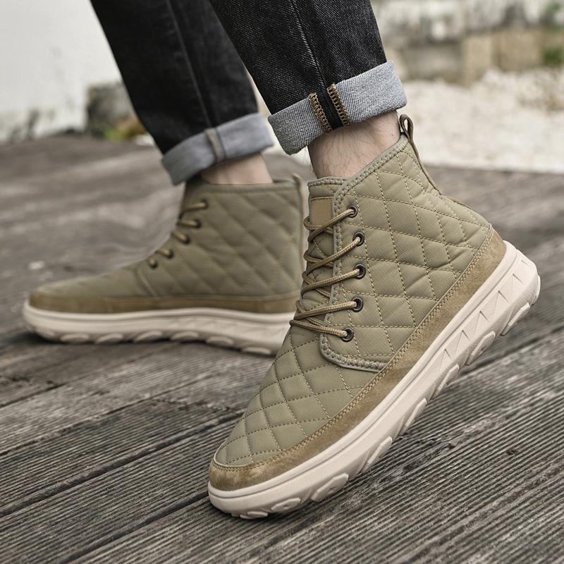 Fashion Fashion Autumn Winter New Fleece Warm High Top Leather Boots Outdoor Flat Bottomed Comfort Men Casual Boot Quality Chelsea Boots