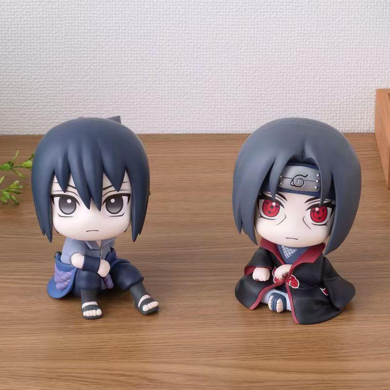 FIGURINE Naruto Anime Naruto Kakashi Action Figure Versione Q Kawaii Sasuke Itachi Statuetta Decorazione Auto Modello da Collezione Giocattolo