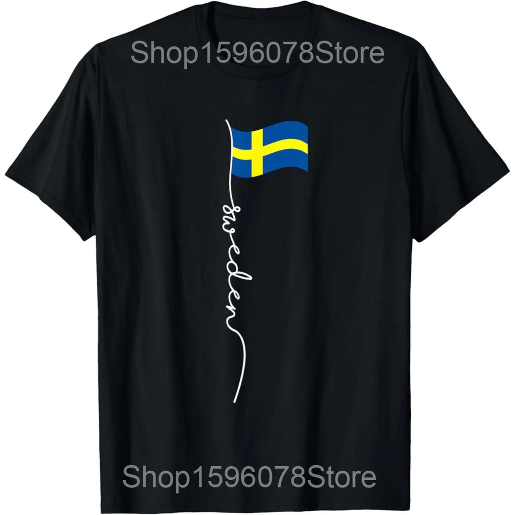 Funny Sweden Gift Flag Sverige Vintage Swedish T Shirts Men Cotton Humor Streetwear Tee Shirt Short Sleeve Unisex Loose Clothing